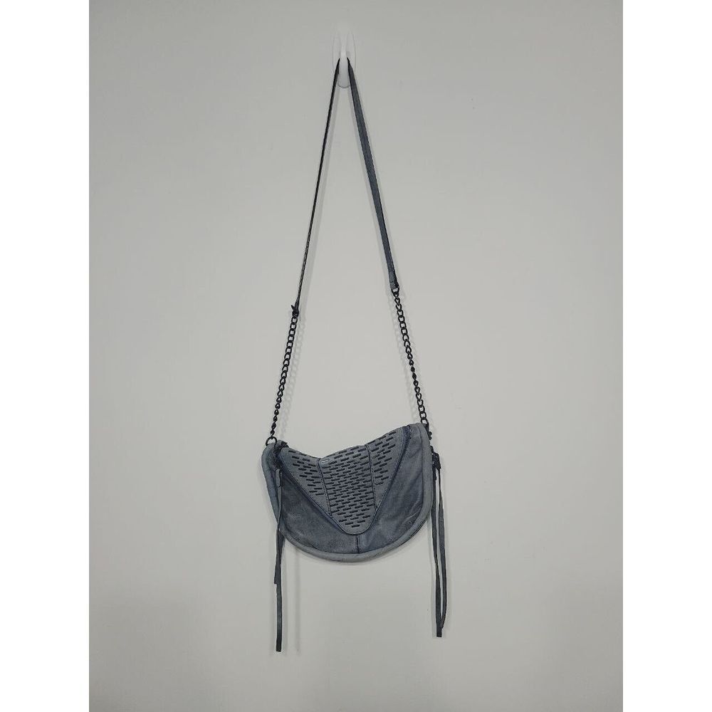 She + lo‎ Blue Distressed Crossbody Purse Nubuck Leather